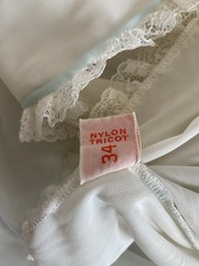 Gotham Lined Nylon Chiffon Nightgown White With Baby Blue Trim Sz 34