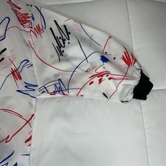 Vintage 80s White Multicolor Paint Splatter Windbreaker Shirt Retro Womens