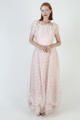 Vintage Dance Allure Prom Dress Alfred Angelo White Lace Pink Victorian Dress 11