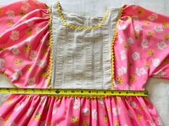 Vintage 70s Handmade Pink Floral Prairie Cottagecore Mumu Maxi Dress One Size