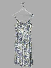 Vintage Laura Ashley Floral Midi Dress Made In Great Britain Cotton US 10 UK 14