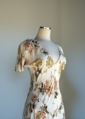 Starina Circa Rayon Floral Bias Cut Maxi Length 1990s Vintage Rare Dress Small