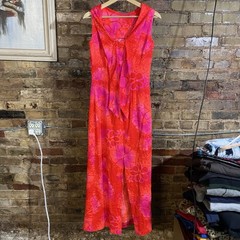 Vintage Kay O Kauai Hawaii Hawaiiian Dress Acrylic Tiki Aloha Maxi 60s 1960s