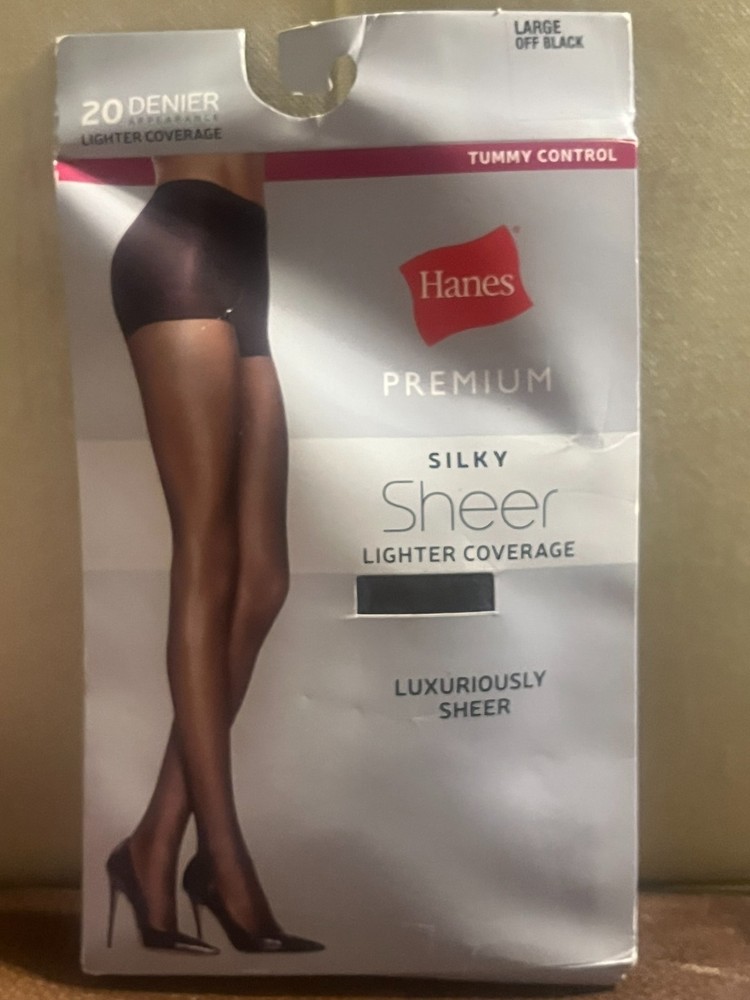 Hanes Silky Sheer Large Off Black Tummy Control – New