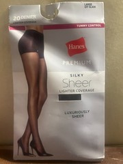 Hanes Silky Sheer Large Off Black Tummy Control – New