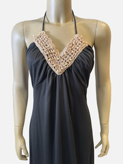 Vintage Party Maxi Dress TEENA PAIGE Halter Tie Top, Low Back Sexy 1960’s Sz S/M