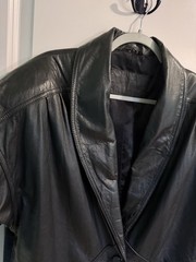 Jacqueline Ferrar Vintage Medium Trench Coat 1980s-90s Black Genuine Leather