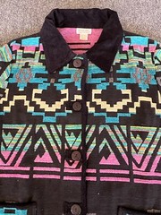 Roaman’s VTG Womens Jacket Southwest Aztec Jacquard Button Up Size 1X