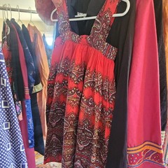 VINTAGE 1960S 1970S LOT, DRESSES,TOP, MINIS,BEADED, BOHO, GLAM (10) ITEMS IN LOT