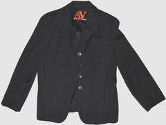 ADRIENNE VITTADINI vtg 90’s SIZE 12 JACKET 14 SKIR SUIT BLACK STRIPED 2 PC SET