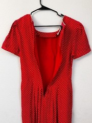 Vintage My Michelle Red Polka Dot Dress 7/8 Rockabilly Pinup Square Neck Midi