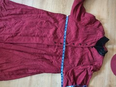 Vintage 1930s 40s Red Black Long Coat And Hat Tweed Velvet Collar
