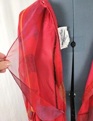 Vintage Miss Elliette Red Blouson Dress w Sheer Overlay & Tie Belt Size 12
