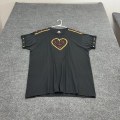 Vintage Screen Stars Best T Shirt XL Black Cotton Blend Studded Heart Retro 80s