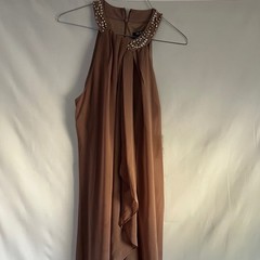 SLNY Embellished Neckline Sleeveless Gown Cashmere Size 6