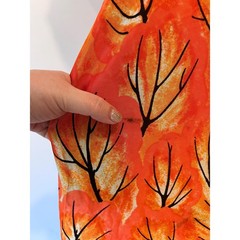 Dela-Ann Creation Maxi Dress Orange Green Purple Leaf Print Vintage 100% Acetate