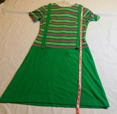 VTG 60s 70’s DRESS MINI JUMPER STRIPED KNIT POLY GREEN XS/S MOD GOGO GROOVY