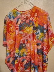 Vintage 60s Mod Bright Floral Print Kaftan Mumu Hippie Dress By Leo Naroucci HTF