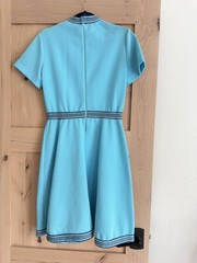 Mod Vintage 1960’s Sky Blue Polyester Knit Dress Size 13 / 14