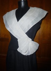 Vtg 80s Avant Garde NIPON BOUTIQUE Cocktail party Cape Collar Bow Black Dress 4