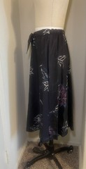 Vintage 1970’s Latch On Black Floral Skirt Size Small 10 Elastic Back 50’s Look