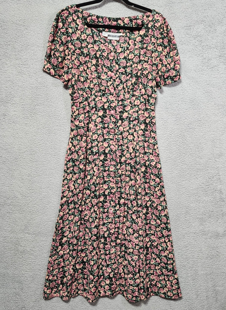 Joni Blair Womens Dress Floral Vintage Size 13 Emperor Waist 80’s Plus Size