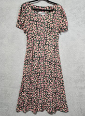 Joni Blair Womens Dress Floral Vintage Size 13 Emperor Waist 80’s Plus Size