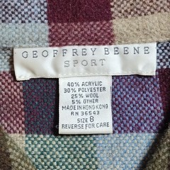 vintage 90s plaid check wool shacket chore jacket coat sz 8 western heritage