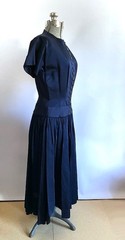 Vintage 1950’s Anne Fogarty Midnight Blue Sateen Dress with Drop Waist