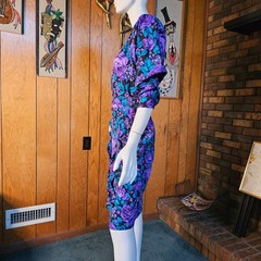 Vintage 80s New Wave Avant Garde Ruffled Wiggle Skirt Cocktail Day Party Dress S