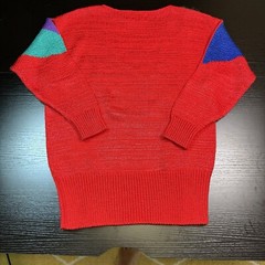 Vintage 1980’s Enfin by Marcia Red Blue Red Nylon Blend Sweater Medium/Large