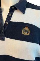 Lauren Ralph Lauren Ladies Medium Cotton Embroidered RLL Gold Crest Striped
