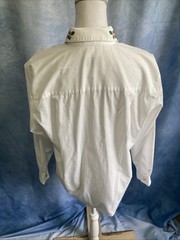 VTG 80s 90s Jacobsons White Embroidered Collar Blouse Christmas Floral Secretary