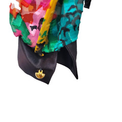 Vintage 80s Rainbow Color block Blouse Teddi Shirt Size Large Metallic Sparkly