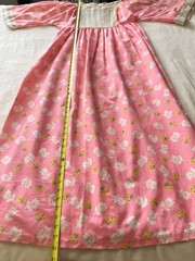 Vintage 70s Handmade Pink Floral Prairie Cottagecore Mumu Maxi Dress One Size