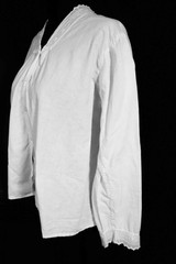 Plus Size Antique French Edwardian White Cotton Blouse 46″ Bust Exc Cond
