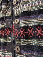 VINTAGE 90s Flashback Cotton Aztec Boho Button Sweater Jacket Size M Womens