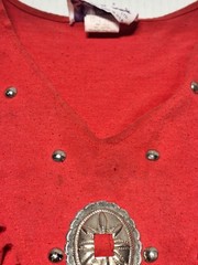 Red Vintage Western Rodeo Shirt w/Concho Fringe Sz Lrg sassa