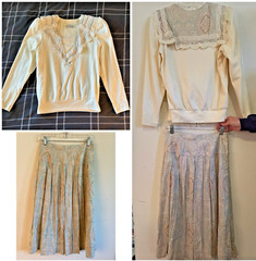 Vintage Scott McClintock 2 pc Set Skirt Top Soft Cream Spring Cottage Core Chic
