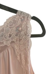 Vintage Shadow Line Women Petite S Pink Matching Nightgown Robe Set Lace Lounge