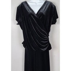 R&K Evening Black Velvet 2Pc Set Wrap Top Wide Leg Pants 18 vintage romantic