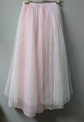 Vintage 60’s Pink Flocked Hearts White Lace Gown Dress Ruffles Southern Belle S