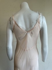 1940s Artemis Ballet Pink Bias Cut Nightgown Slip Dress w/ Tulle & Ribbon Work