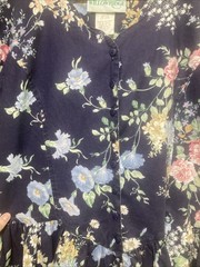 Vintage 1980s Willow Ridge Navy Floral Dress Size 12P Day Sundress Cottagecore