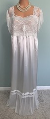 New Glossy 3X Satin & Chiffon Slip Dress Nightgown Lounge Bridal White Elegant