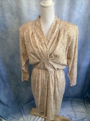 VTG 80s Liz Claiborne Petites Rayon Paisley Midi Dress Shoulder Pads Wrap 12P