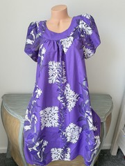 Vtg Hilo Hattie Muumuu Dress Sz Large L Kaftan Hawaiian Muumuu Purple