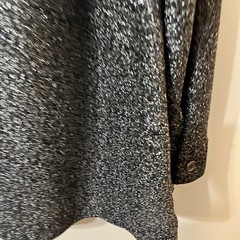 Vntg 70s Peggy Lou California Black Silver Metallic Top Button Blouse L/XL Women
