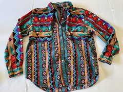 Vintage 80s RODEO Western Wear Shirt Womens M Southwestern Aztec Yoke Cotton