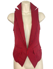 Vintage 1990s WET SEAL red black gingham vest XS sleeveless collar top goth